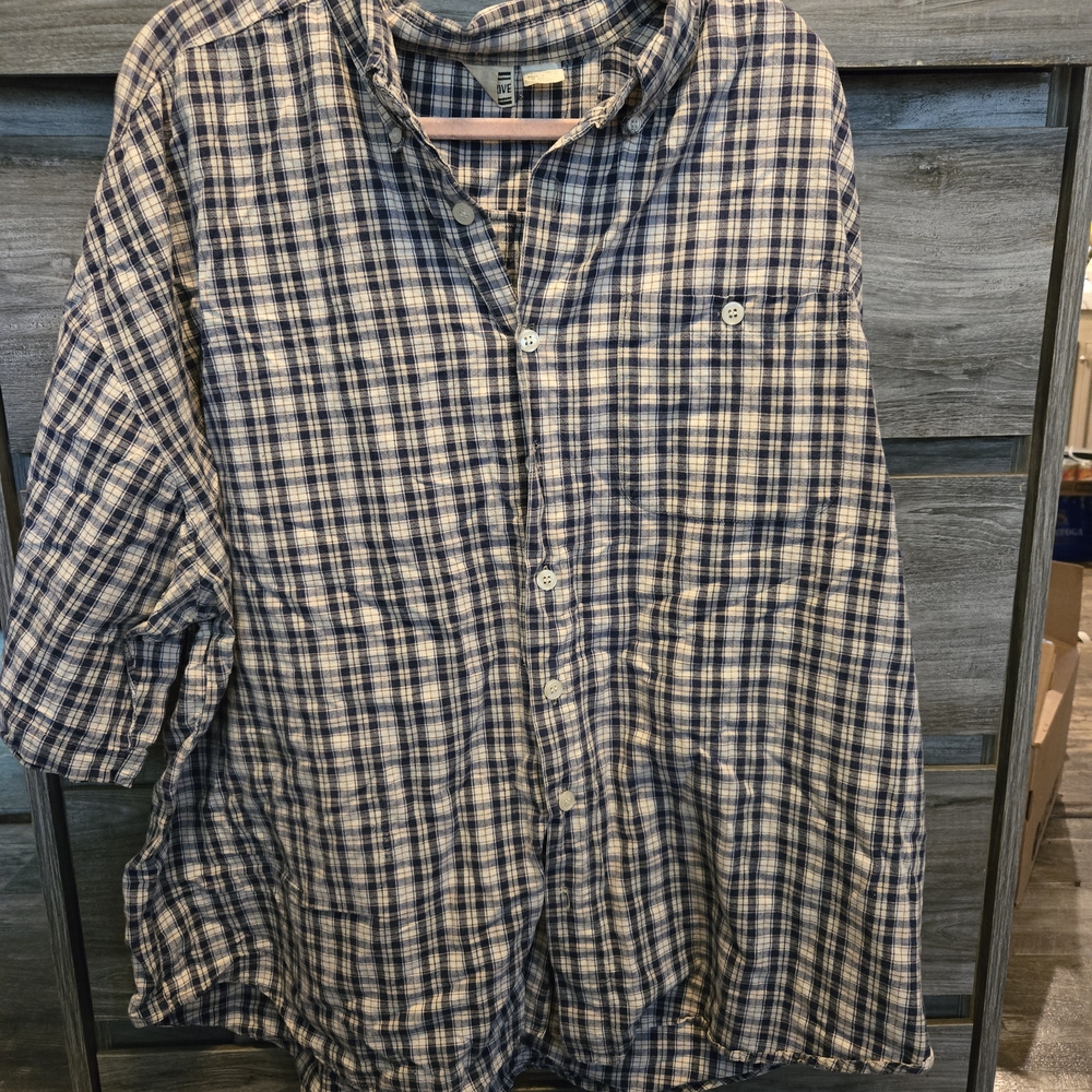 Navy Checkered Men's Casual Button Down Shirt